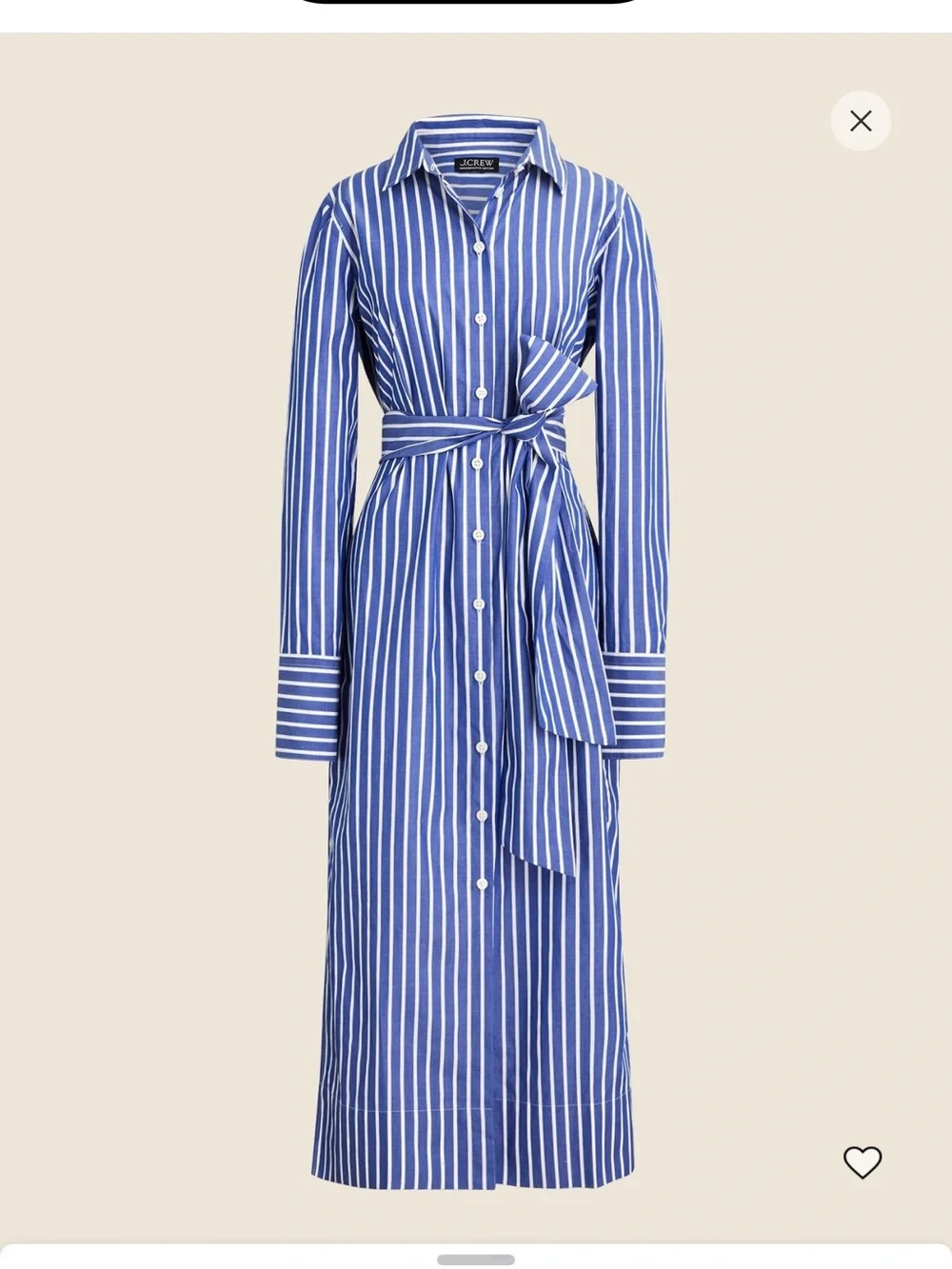 J. Crew Blue and White Vertical Stripe Shirt Dress - Picture 3 of 3